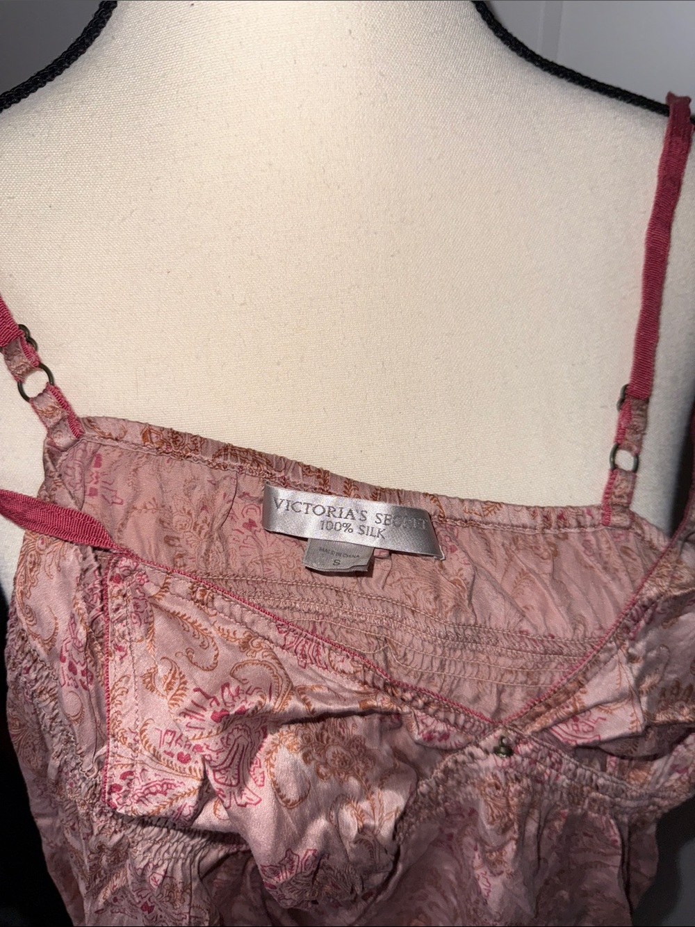 Vintage Victoria Secret Y2K 100% silk chemise slip dress cottage core euro small - Picture 8 of 8